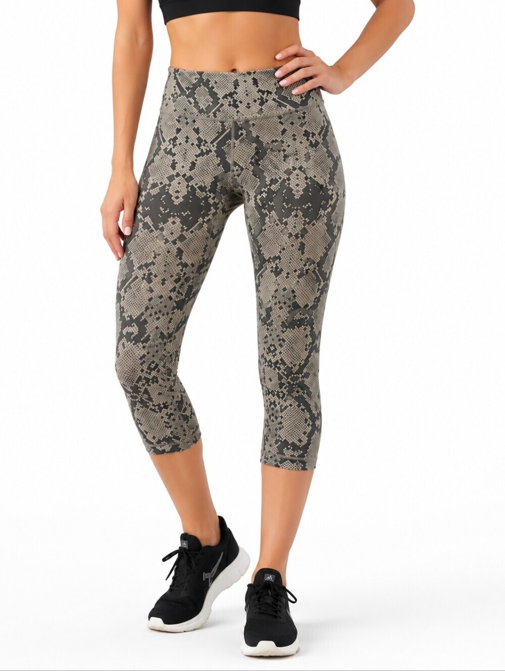 LULULEMON Wunder Under Crop II Size 8 Ziggy Snake Fatigue Green Leggings